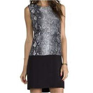 Rebecca Taylor Animal Snakeskin Black And White Mini Dress